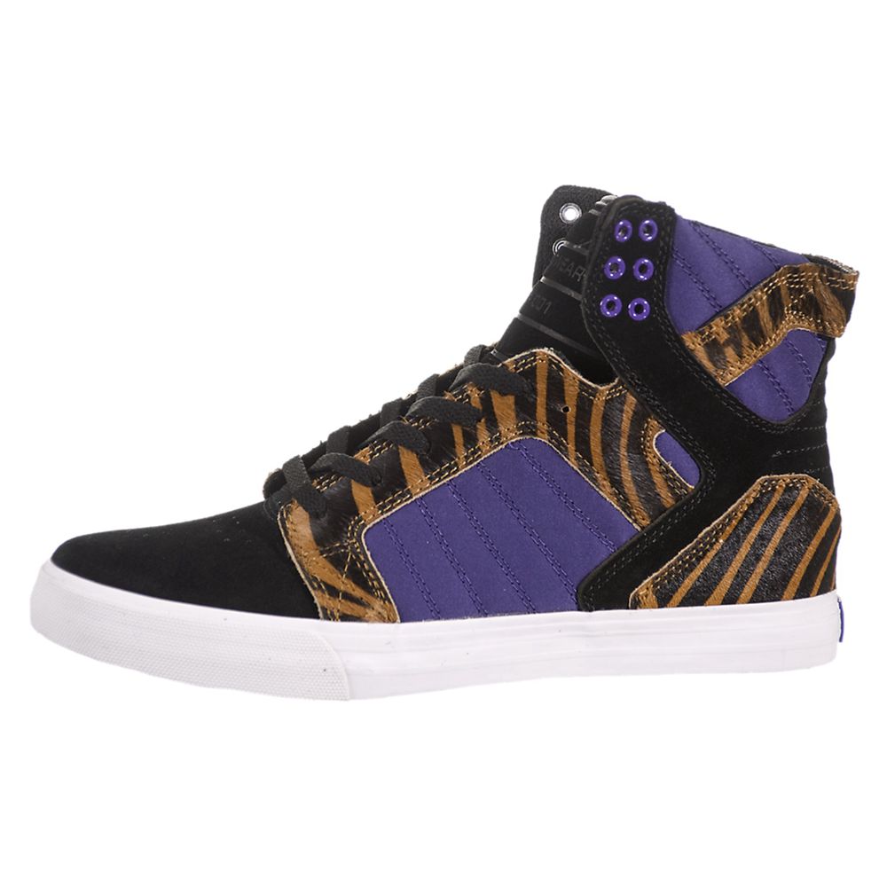 Baskets Montantes Supra SkyTop Multicolore Black/Purple/Tiger-White Homme | KFF-64368901